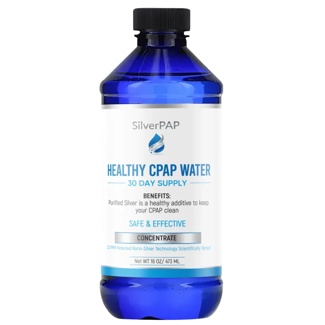 SilverPAP concentrate bottle standing upright with its patented nano-silver label facing forward